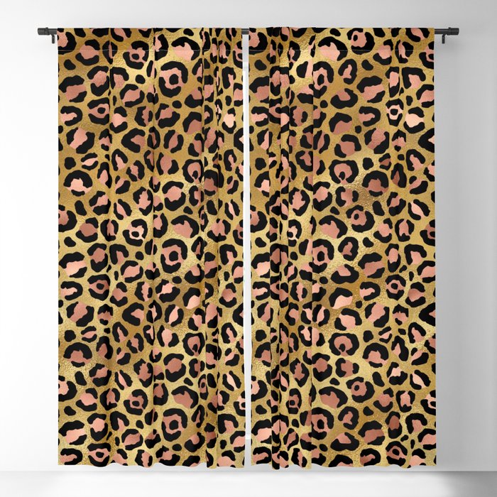 Gold Leopard Print Pattern 11 Blackout Curtain