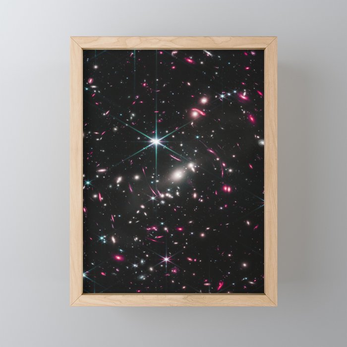Galaxies of the Universe pink blue Webb Telescope First Image Framed Mini Art Print