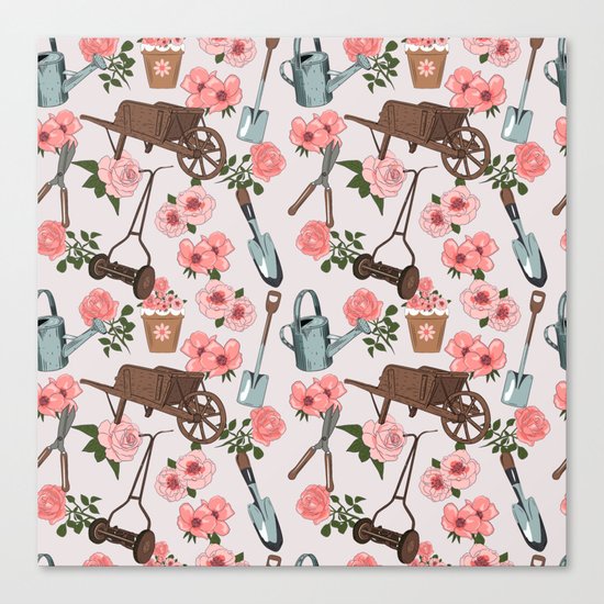 Vintage gardening pattern Canvas Print