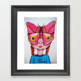 You are loved - Pink Saturn Moth Girl Framed Art Print