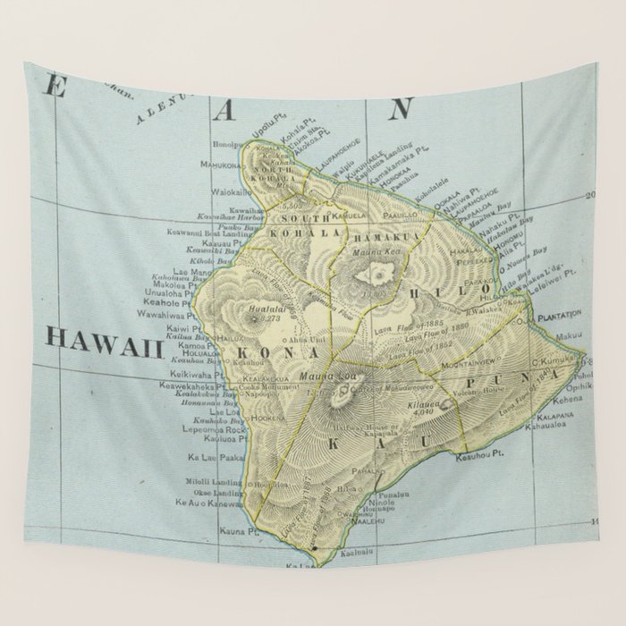 Vintage Map of Hawaii Island (1901) Wall Tapestry by BravuraMedia  Society6