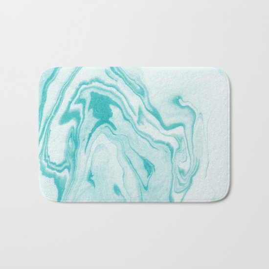 Aimi - spilled ink abstract water wave tropical vacation india ink aqua gender neutral painting boho Bath Mat