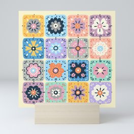 Flower Granny Squares Mini Art Print