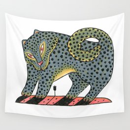 Leopard Dog With Tulip Wall Tapestry