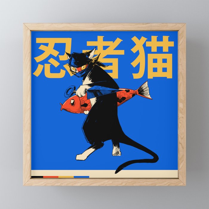Neko Ninja Framed Mini Art Print