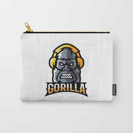 Gorilla Using Headset Sport Esport Gaming Mascot Logo Template Carry-All Pouch