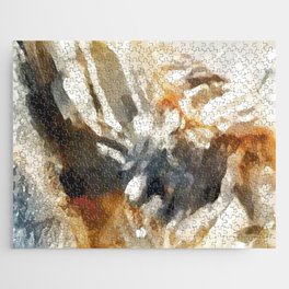 Splash: liquid abstract in black, white and brown Jigsaw Puzzle