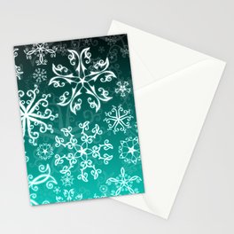 Symbols in Snowflakes on Winter Green Stationery Card