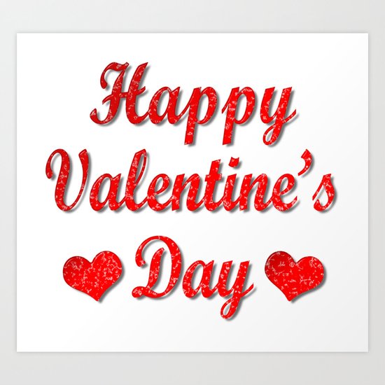 Happy Valentine's Day Red Hearts Art Print