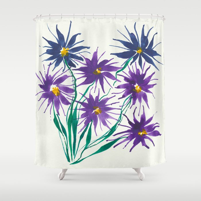 Purple and Blue Flowers. Shower Curtain