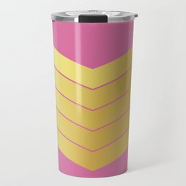 V - Pink and Gold Minimalistic Colorful Retro Stripe Art Pattern Travel Mug