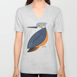 Blue-eared Kingfisher, Bird of Asia V Neck T Shirt