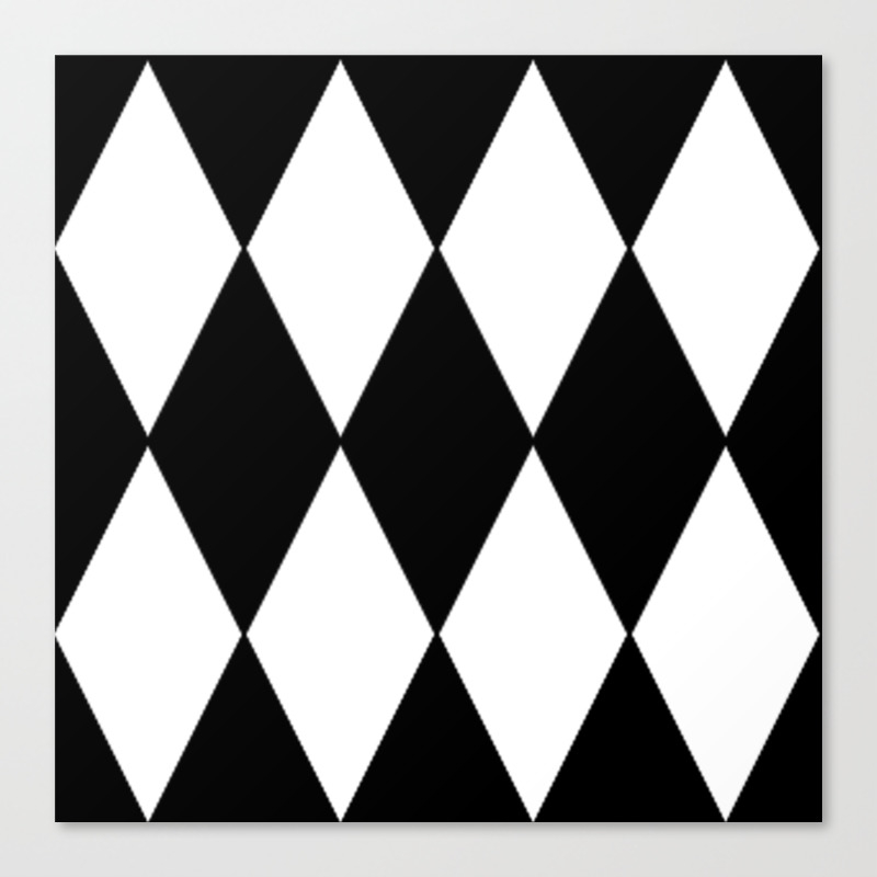Large Black And White Harlequin Diamond Pattern Canvas Print By