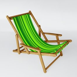 [ Thumbnail: Chartreuse & Green Colored Striped/Lined Pattern Sling Chair ]