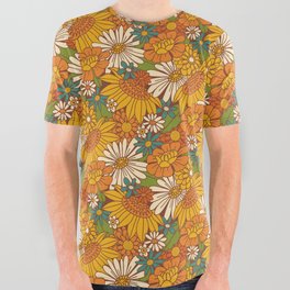 70s Retro Floral All Over Graphic Tee