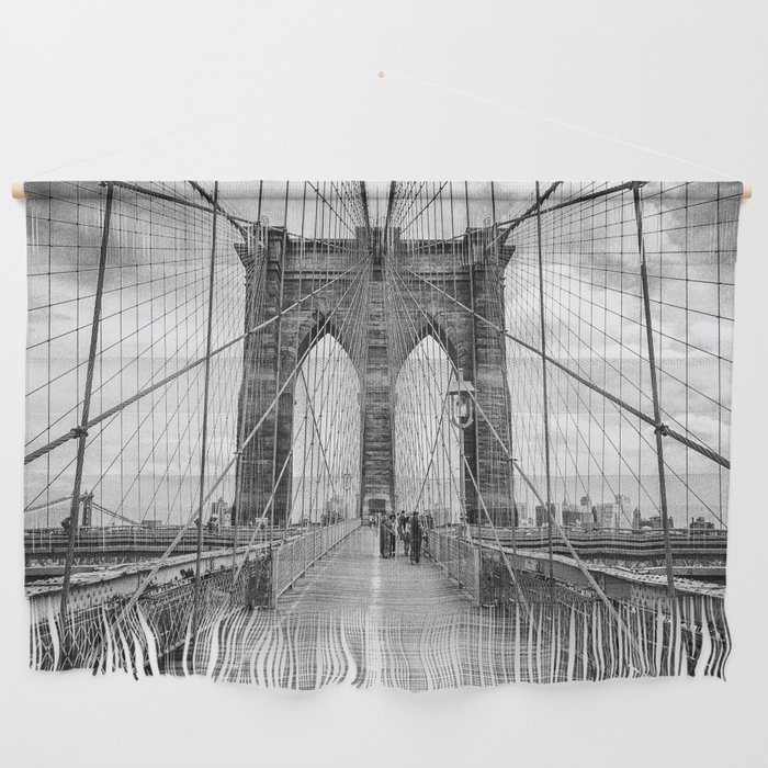 Brooklyn Bridge, New York City (rustic black & white) Wall Hanging