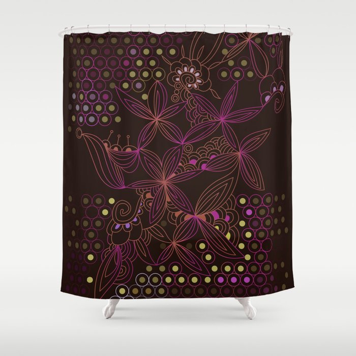 Brown Orange And Purple Tangle Shower Curtain By Camcreative