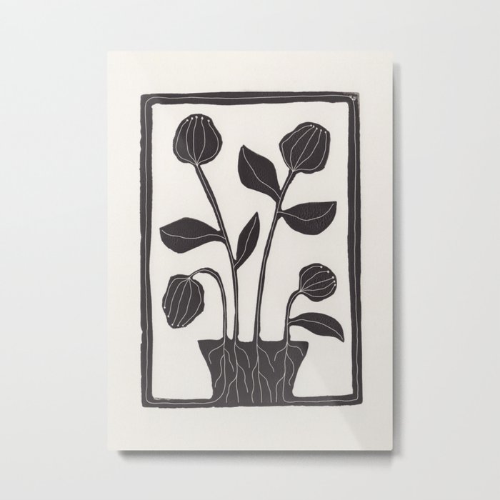 Floral Serenity / Lino Print Metal Print