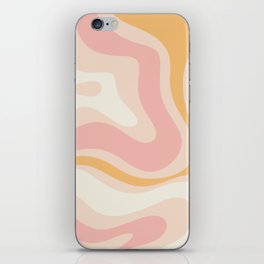 Modern Retro Liquid Swirl Abstract Pattern Square in Pale Blush Pink and Mellow Apricot iPhone Skin