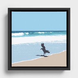 Crow Dancing on the Seashore Art Print Framed Canvas