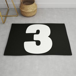 3 (White & Black Number) Area & Throw Rug