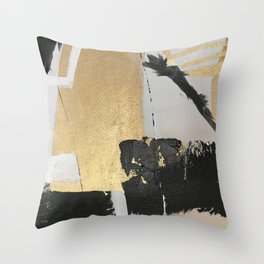 Gold leaf black abstract Throw Pillow