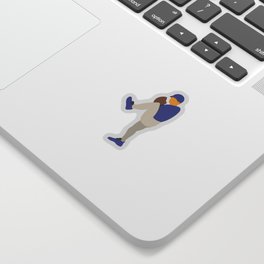 Baseball Player in Blue Pitching from Windup, Flat Graphic Sticker