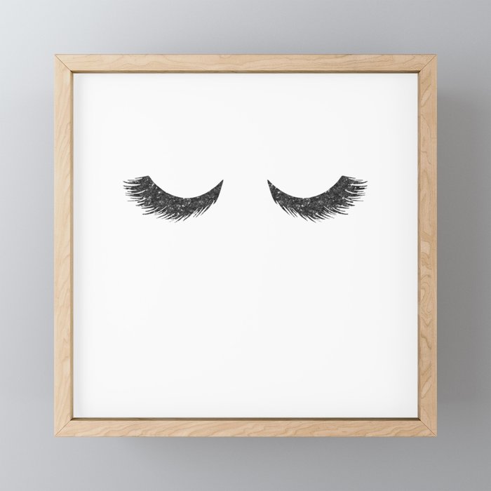 Lashes Black Glitter Mascara Framed Mini Art Print