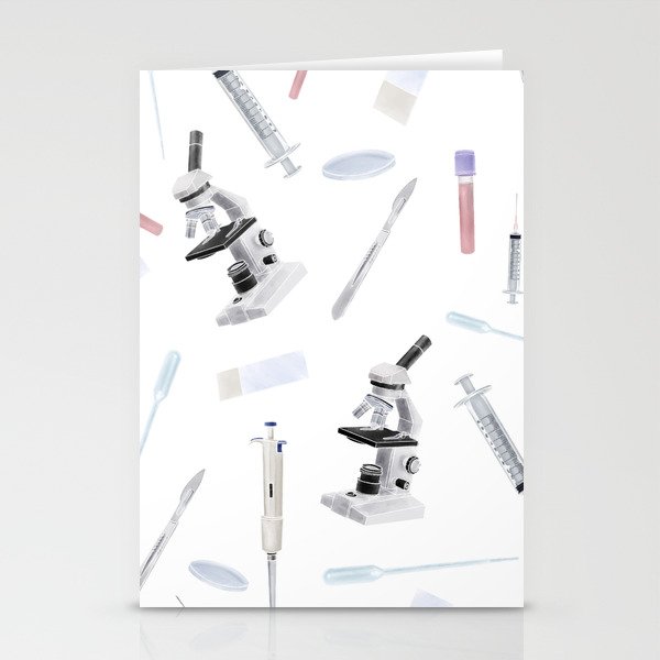 Medicine tools watercolour pattern Stationery Cards