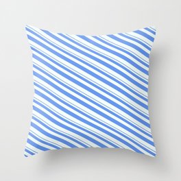 [ Thumbnail: Cornflower Blue & Mint Cream Colored Lines/Stripes Pattern Throw Pillow ]