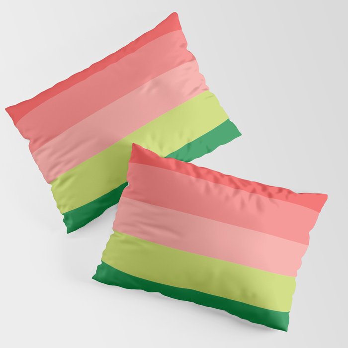 Watermelon Abstract Minimal Stripes Color Palette Pillow Sham