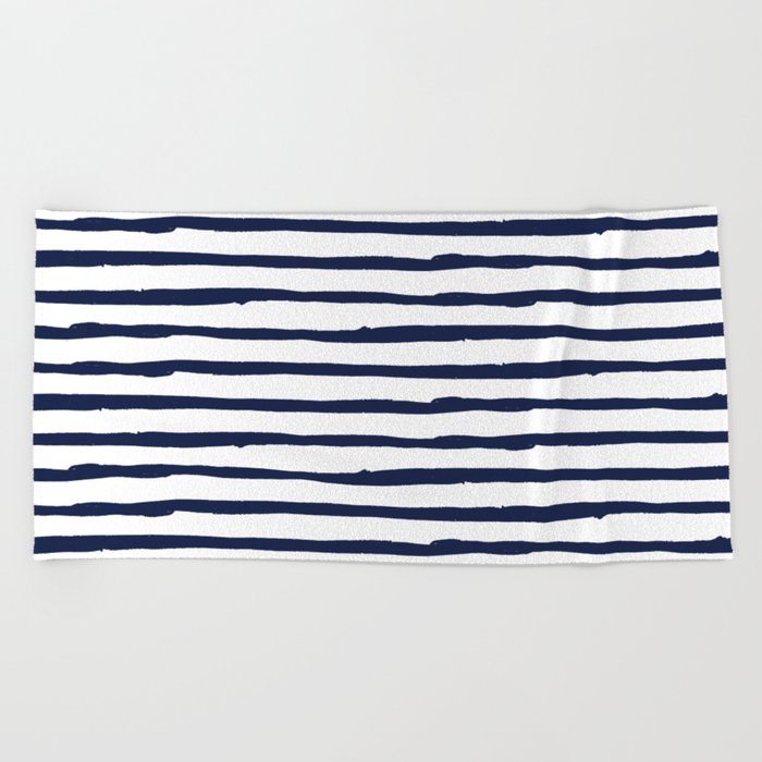 navy and white beach towel