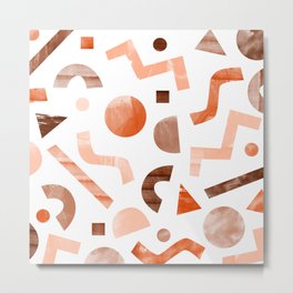 geometric shapes peach Metal Print | 80Ies, Peachwatercolor, 80Iespattern, Eightiesshapes, Squiggles, Brownwatercolor, 80Sstyle, Nineties, Memphispattern, 90Iespattern 