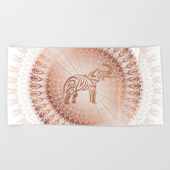 Rose Gold Elefant Mandala Beach Towel