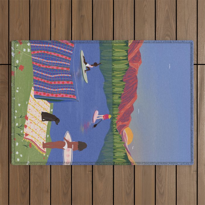 Paddle Boarding Outdoor Rug