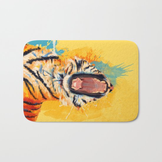 Wild Yawn - Tiger portrait Bath Mat