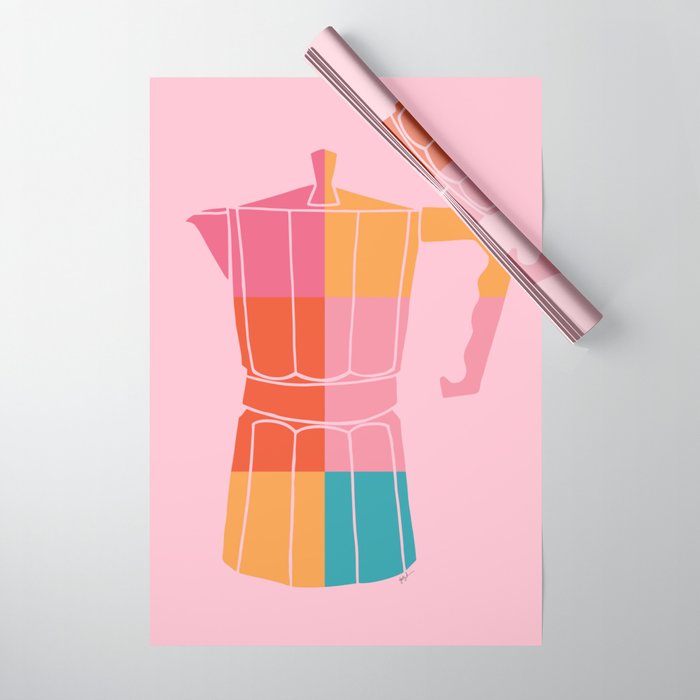 Multicolor Greca on Pink Wrapping Paper