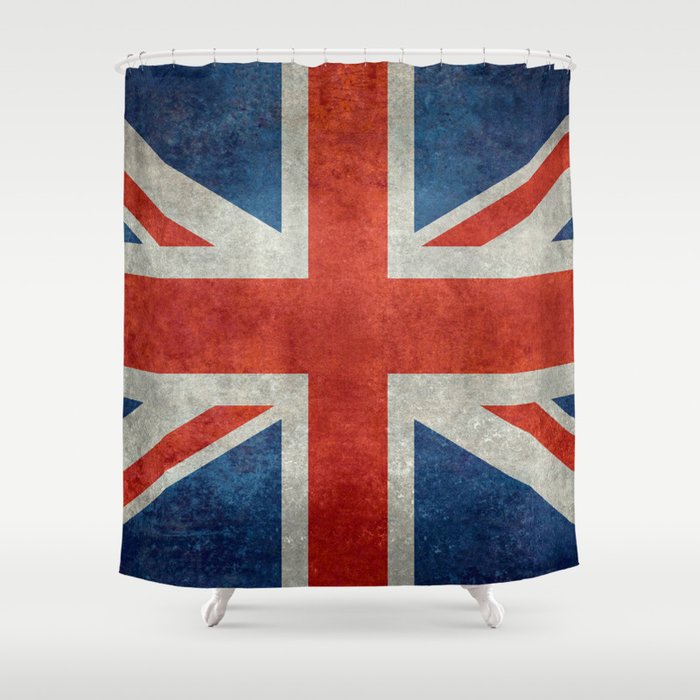 Uk British Union Jack Flag Bright Retro Shower Curtain By