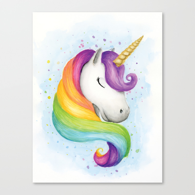 Rainbow Unicorn Canvas Print By Sabinasarts Society6