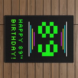 [ Thumbnail: 89th Birthday - Nerdy Geeky Pixelated 8-Bit Computing Graphics Inspired Look Outdoor Rug ]
