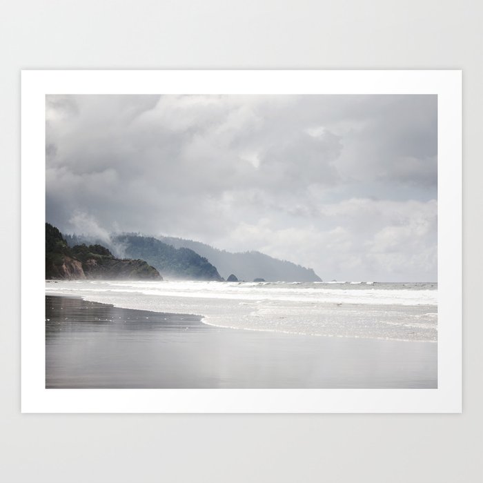Silver Coast - Oregon Cannon Beach, Ocean Landscape Photography Art Print