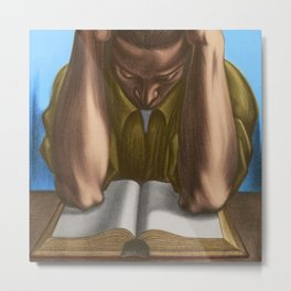 The literary reader; books and book lovers color portrait painting by Abraham Joel Tobias Metal Print