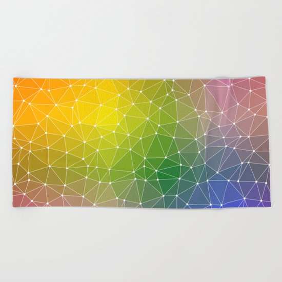 Triangulated Rainbow Dotted Pattern Beach Towel