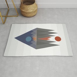 An abstract mountain view with lake geometric design Rug