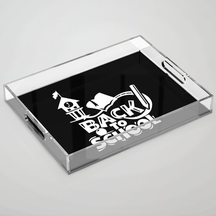 Cute Back To School Illustration Kids Quote Acrylic Tray