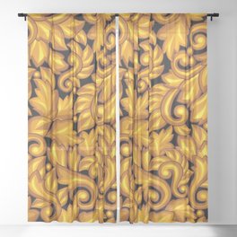 Seamless Pattern with Baroque Ornamental Floral Sheer Curtain