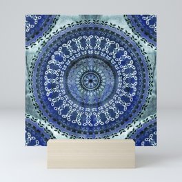 Vintage Blue Wash Mandala Mini Art Print