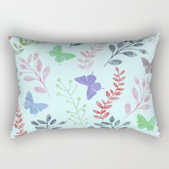 Watercolor flowers & butterflies II Rectangular Pillow