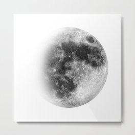 3/4 Moon | Waxing Gibbous | Watercolor Painting | Black and White | Illustration | Space Metal Print
