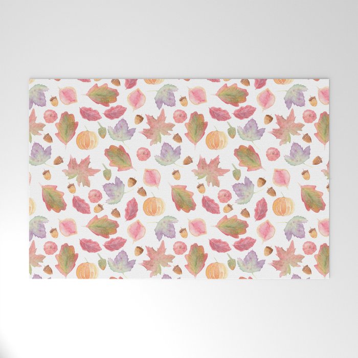Watercolor Fall Leaves Welcome Mat